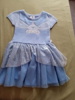 Light Blue Princess Cinderella Tulle Dress with Embroidered Carriage